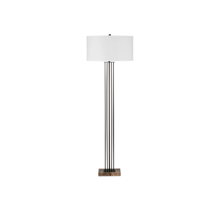 Adjustable Bronze Floor Lamp with Off-White Linen Shade