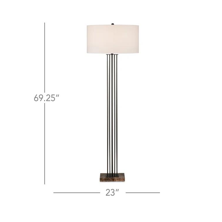Adjustable Bronze Floor Lamp with Off-White Linen Shade