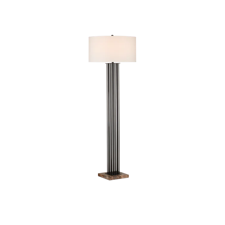 Adjustable Bronze Floor Lamp with Off-White Linen Shade