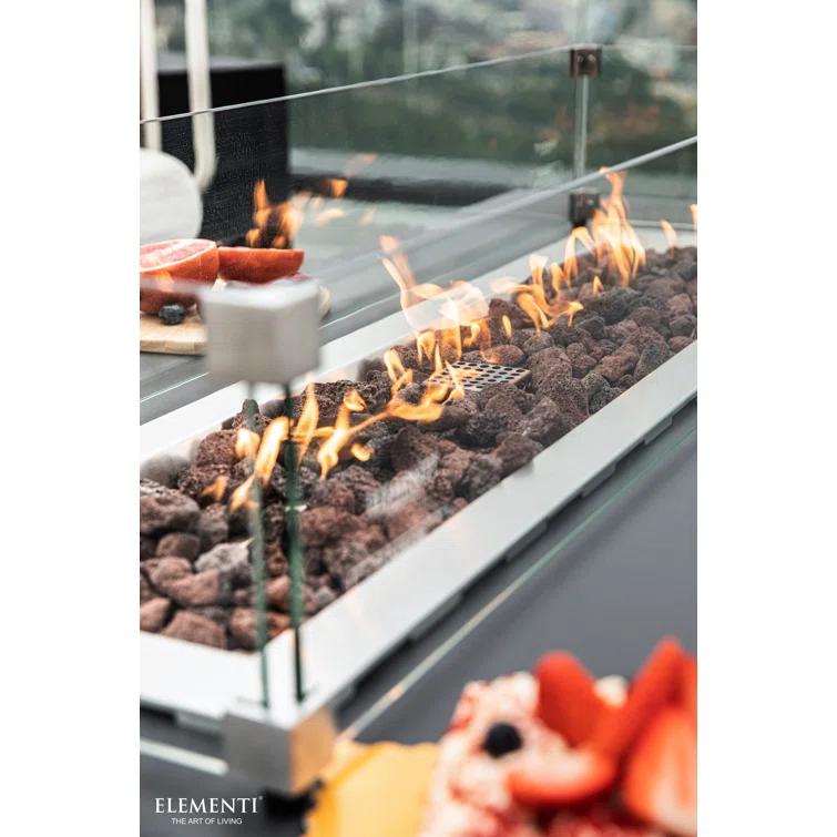 Elementi Hampton Rectangular Concrete Fire Pit Table