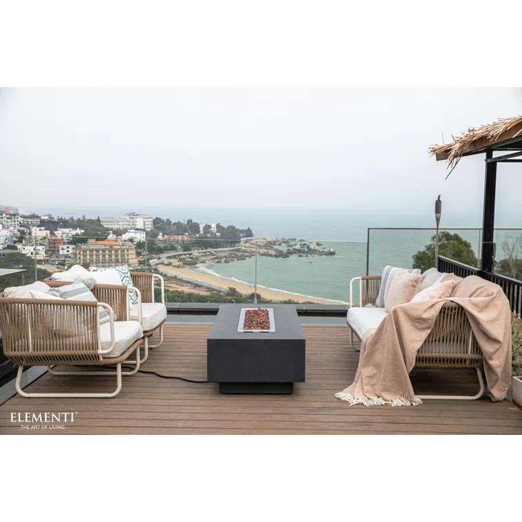 Elementi Hampton Rectangular Concrete Fire Pit Table