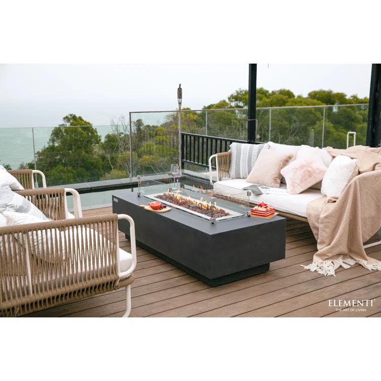 Elementi Hampton Rectangular Concrete Fire Pit Table