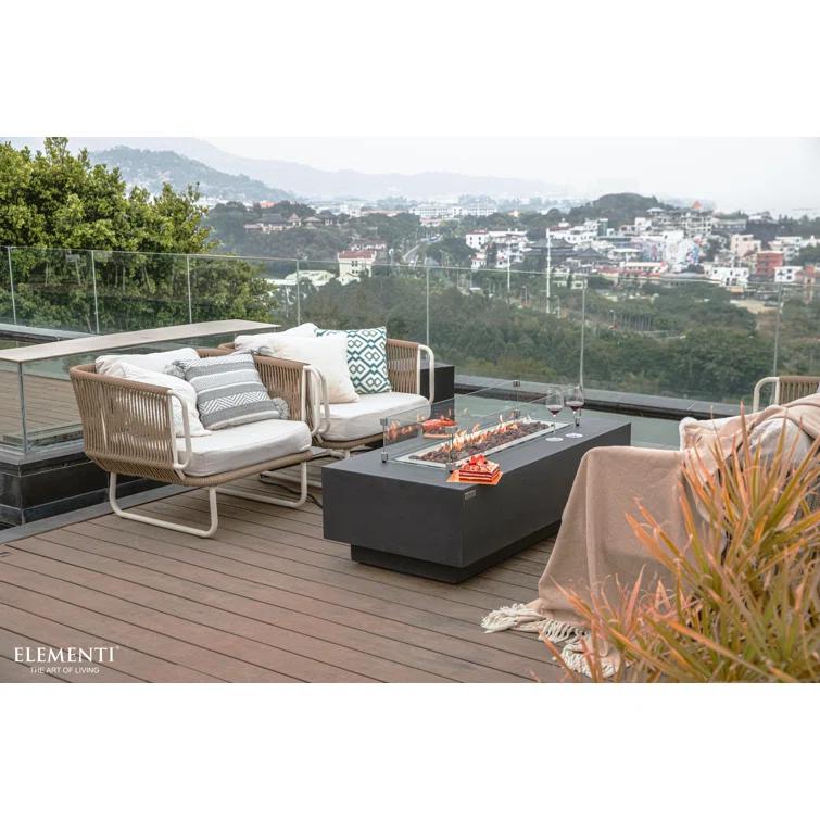 Elementi Hampton Rectangular Concrete Fire Pit Table