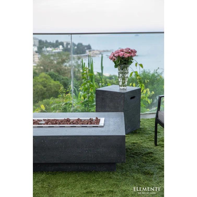 Gray Gas Free-Standing Fire Pit Table with Lava Rocks
