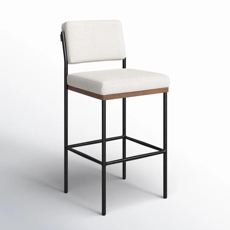 Ashford Fayette Cloud White Leather Counter Stool with Black Metal Frame