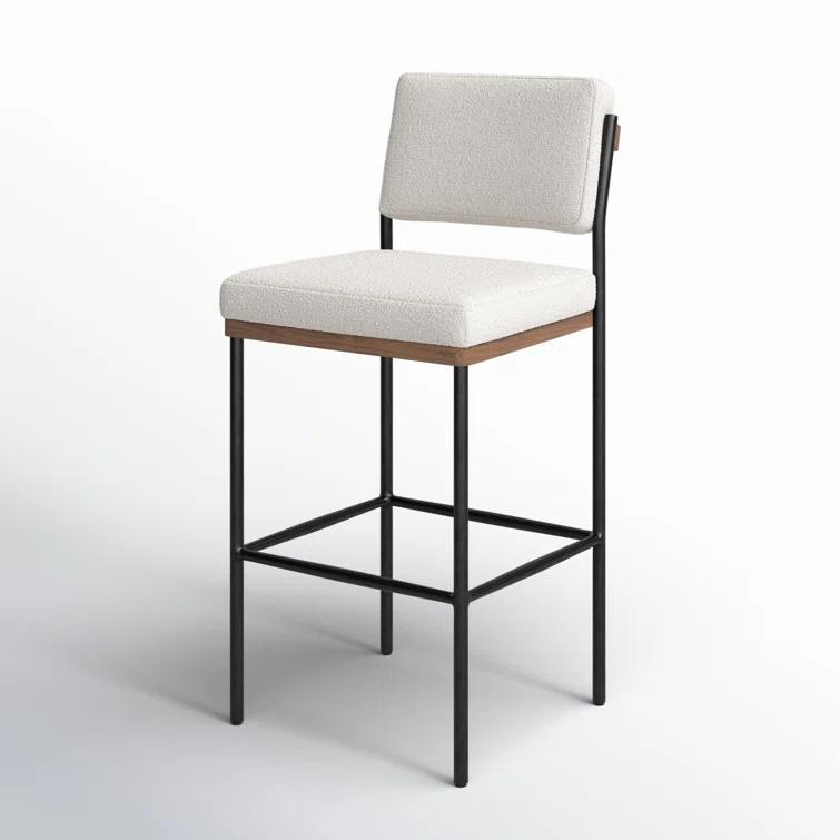 Ashford Fayette Cloud White Leather Counter Stool with Black Metal Frame