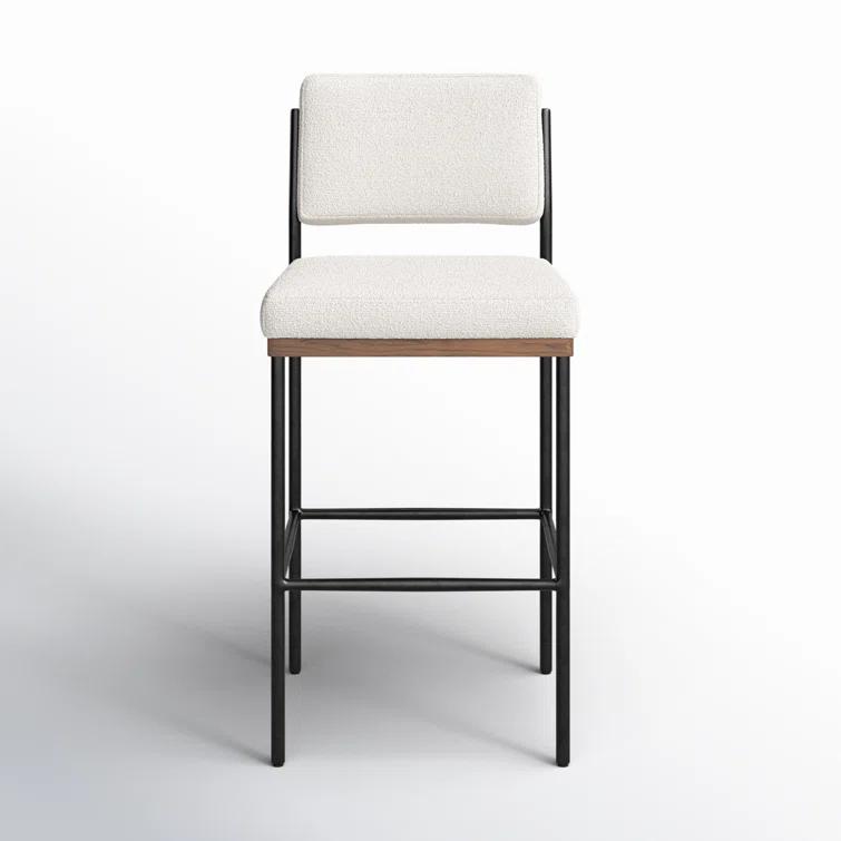 Ashford Fayette Cloud White Leather Counter Stool with Black Metal Frame