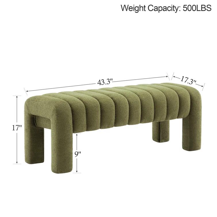 Oyan 43"or 63"W Channel Tufted Upholstered Bedroom Bench
