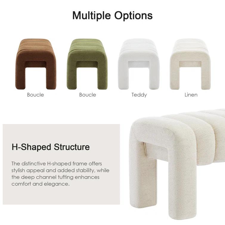 Oyan 43"or 63"W Channel Tufted Upholstered Bedroom Bench