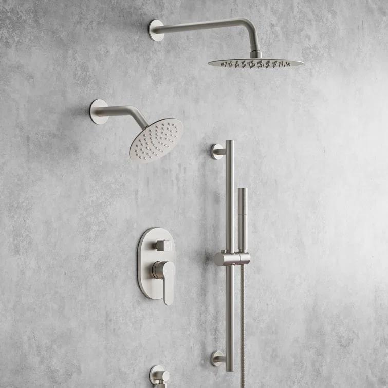 DualJetSpa 3-Function Round 10" & 6" Dual Shower Faucet System with Pressure Balancing Rough-In Valve