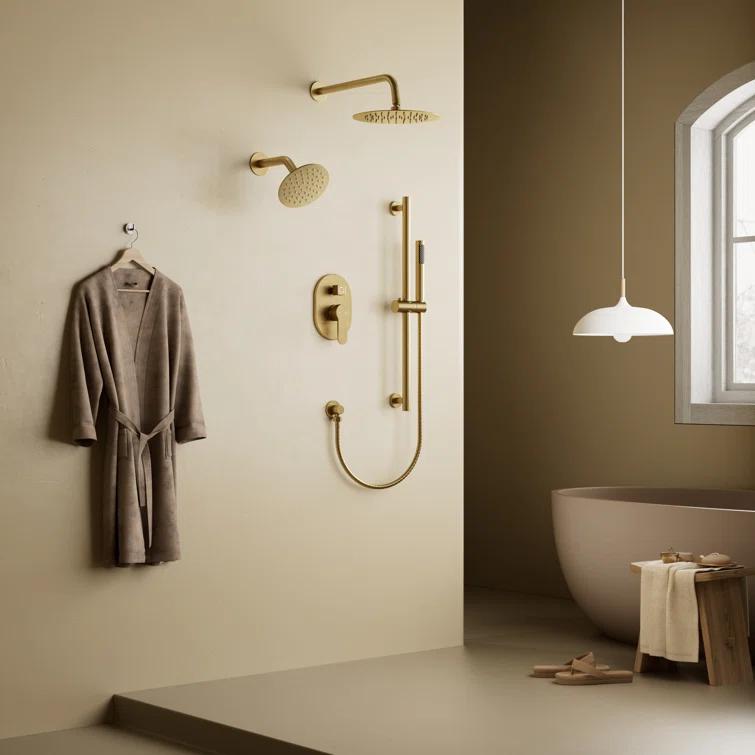 DualJetSpa 3-Function Round 10" & 6" Dual Shower Faucet System with Pressure Balancing Rough-In Valve