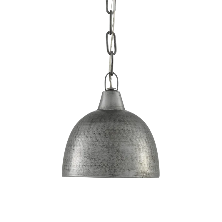 Blackened Steel 1-Light Bowl Pendant with Chain