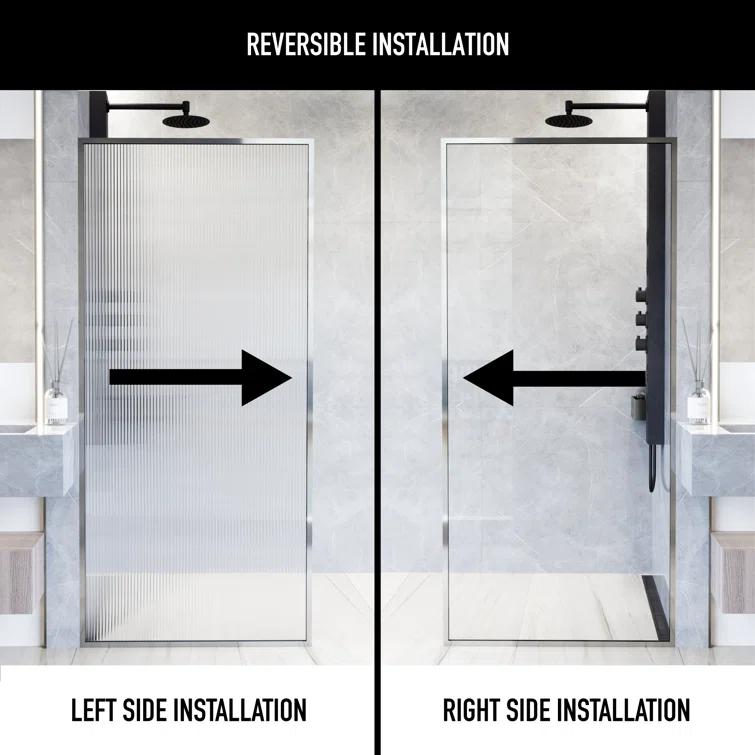 Meridian 34" W x 74" H Fixed Framed Shower Screen with 3/8" Glass