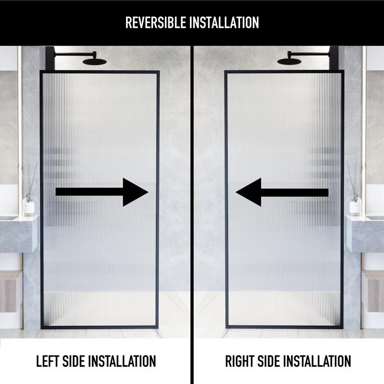 Meridian 34" W x 74" H Fixed Framed Shower Screen with 3/8" Glass
