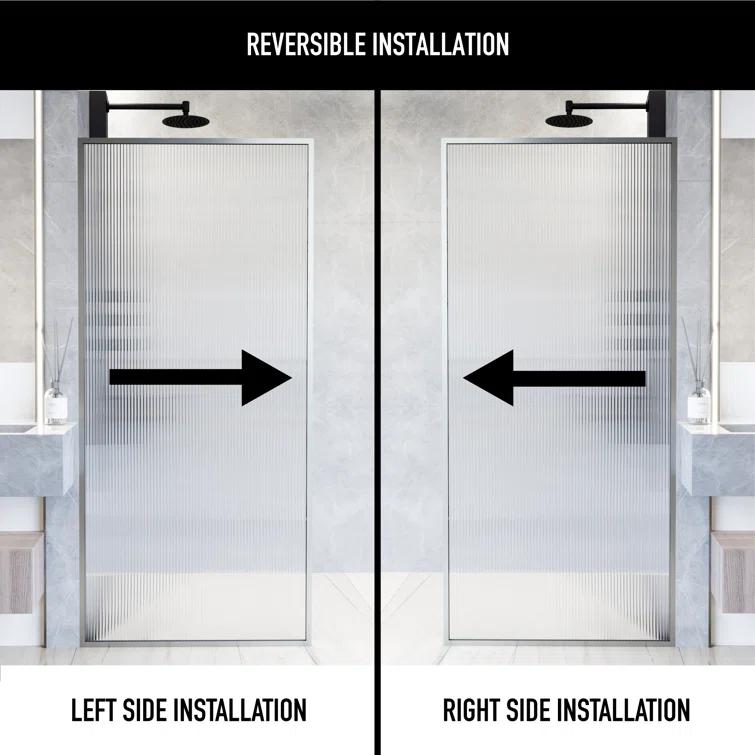 Meridian 34" W x 74" H Fixed Framed Shower Screen with 3/8" Glass