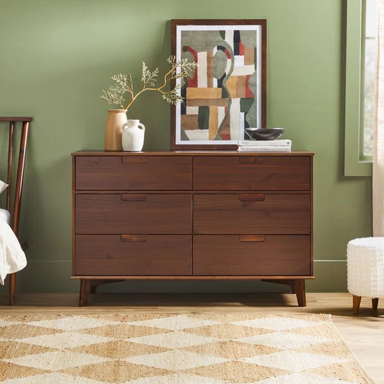 Yarber 6 Drawer Solid Wood Double Dresser