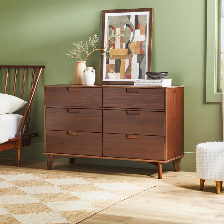 Yarber 6 Drawer Solid Wood Double Dresser