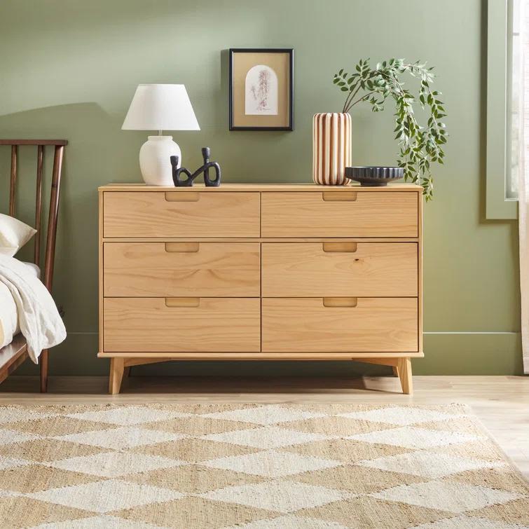 Yarber 6 Drawer Solid Wood Double Dresser