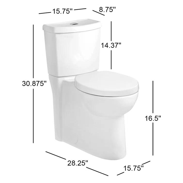 American Standard 2795204.020 American Standard Studio 1.6 Gallons GPF Round Comfort Height Floor Mounted Kit (Seat Included)