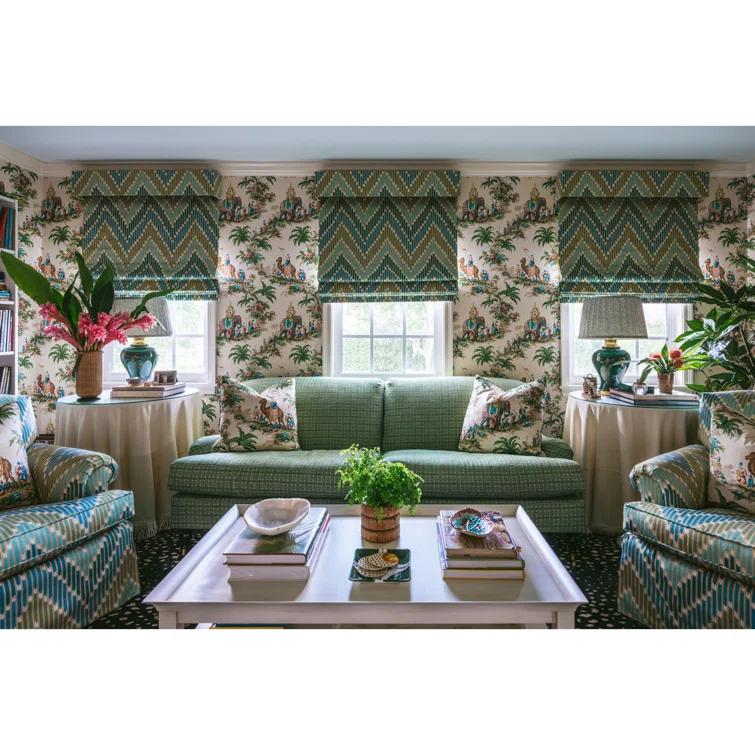 Garden Green and Beige Cellulose Blend Wallpaper Roll
