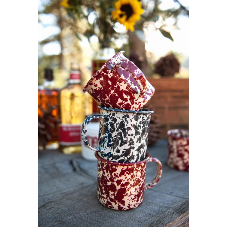Crow Canyon Home Crow Canyon Enamelware Splatter 12 oz Mugs (Set of 4)