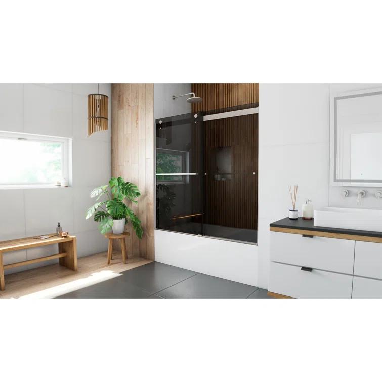56" - 60" W 60" H Reversible Semi-Frameless Tub Door with ClearMax Technology