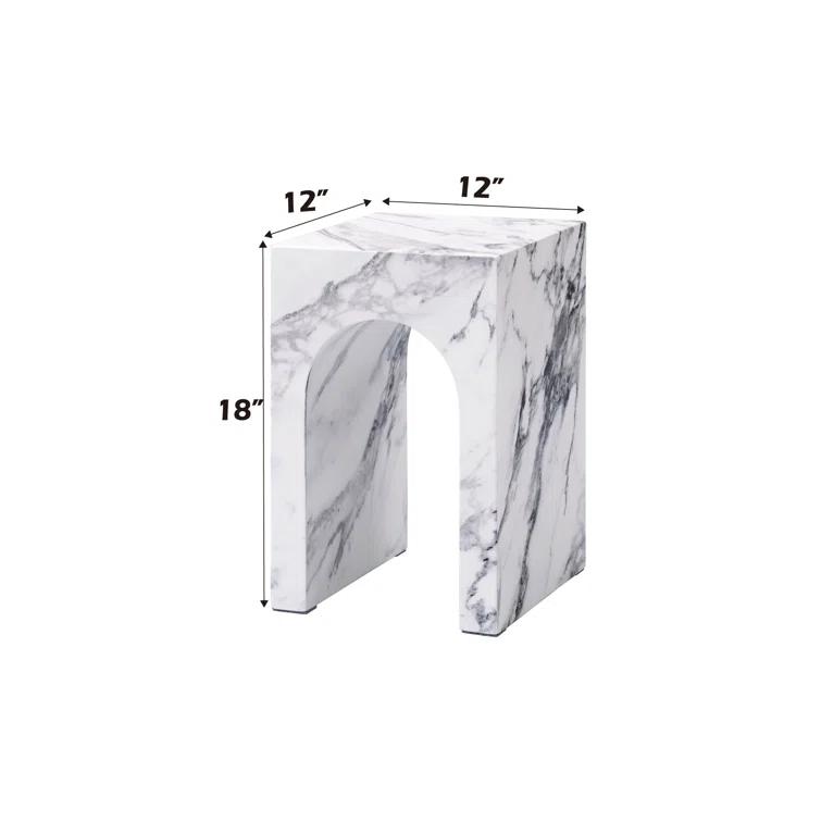 Fritzy Square End Table In White Engineered Stone