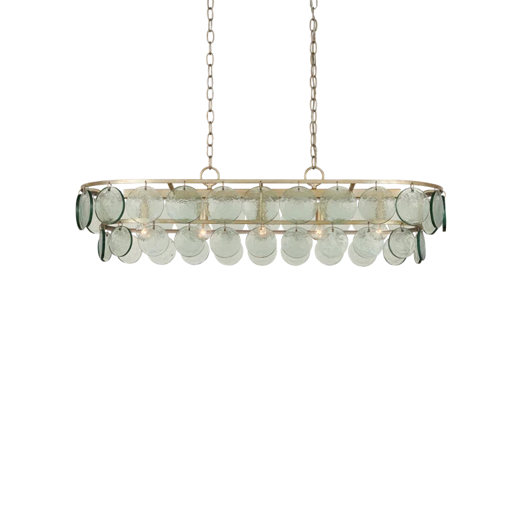Silver Leaf 5-Light Chandelier with Recycled Glass Discs