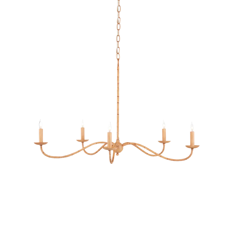 Saxon Natural Rattan 5-Light Candle Chandelier