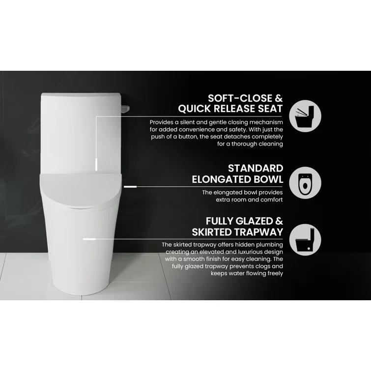 St. Tropez One Piece Elongated Toilet Dual Vortex Flush 1.6 GPF