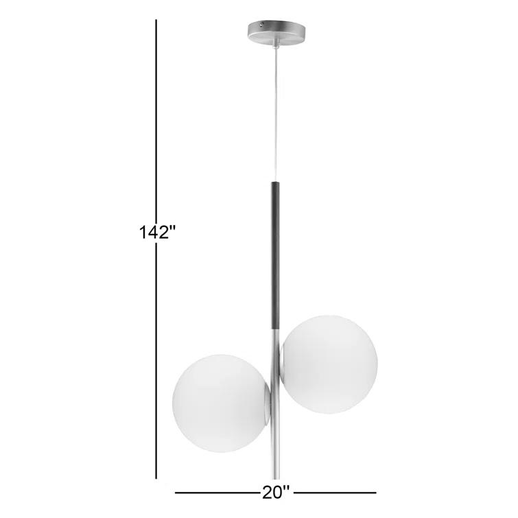 Drake 2 Light Glass Steel Dimmable Pendant