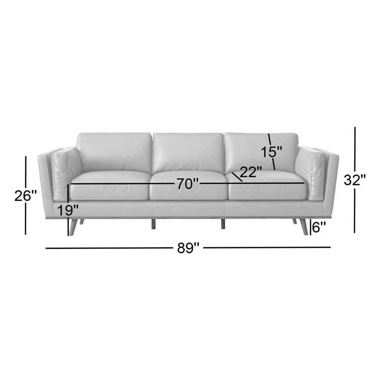 Rosanella 89'' Genuine Leather Sofa