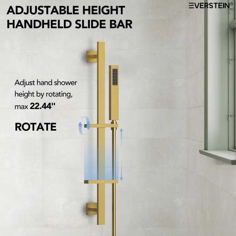 DualJetSpa 15-Spray Patterns 16" & 6" Dual Shower Head, Shower FaucetSystem with Thermostatic Rough-in Valve and Body Jets