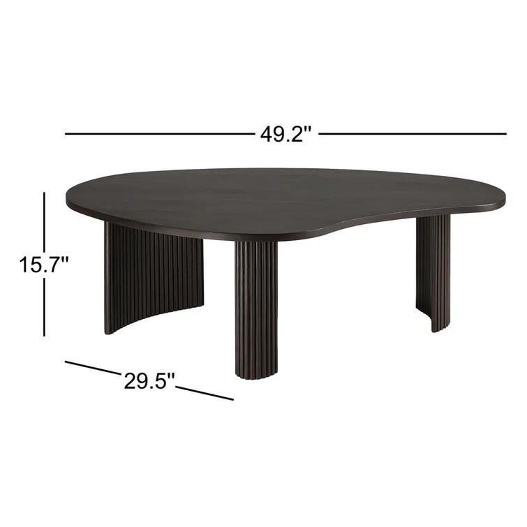Mahogany Dark Brown Pebble-Shaped Coffee Table