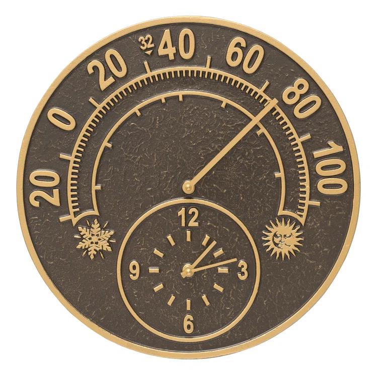 Whitehall Solstice Thermometer Outdoor Wall Clock