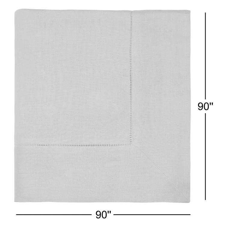 Tangerine 90" Round Linen Tablecloth with Hand Hemstitching