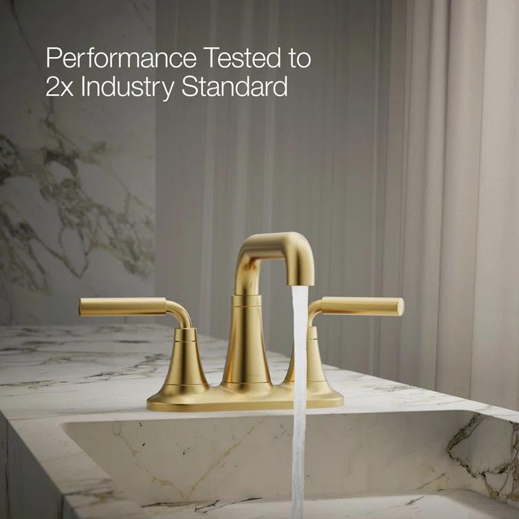 Tone Two-Handle Centerset Bathroom Sink Faucet with Clicker Drain, 1.2 GPM