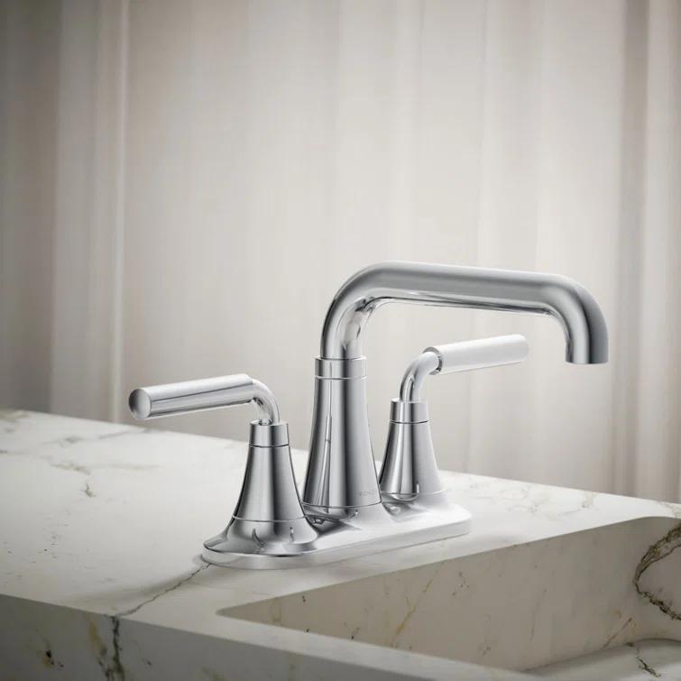 Tone Two-Handle Centerset Bathroom Sink Faucet with Clicker Drain, 1.2 GPM