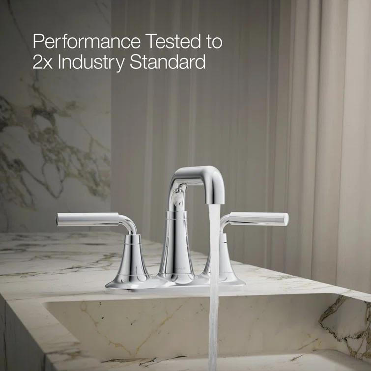 Tone Two-Handle Centerset Bathroom Sink Faucet with Clicker Drain, 1.2 GPM