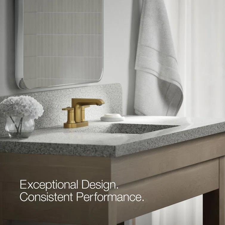 Kohler Hint Centerset 4 inch Bathroom Faucet with Pop-Up Drain Assembly, 2-Handle Bathroom Sink Faucet, 1.2 gpm