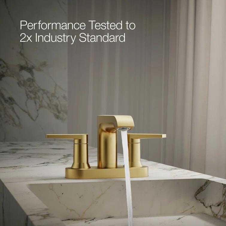 Kohler Hint Centerset 4 inch Bathroom Faucet with Pop-Up Drain Assembly, 2-Handle Bathroom Sink Faucet, 1.2 gpm