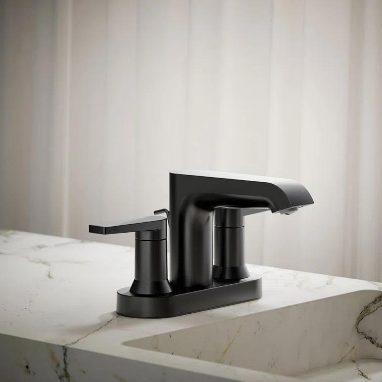 Kohler Hint Centerset 4 inch Bathroom Faucet with Pop-Up Drain Assembly, 2-Handle Bathroom Sink Faucet, 1.2 gpm
