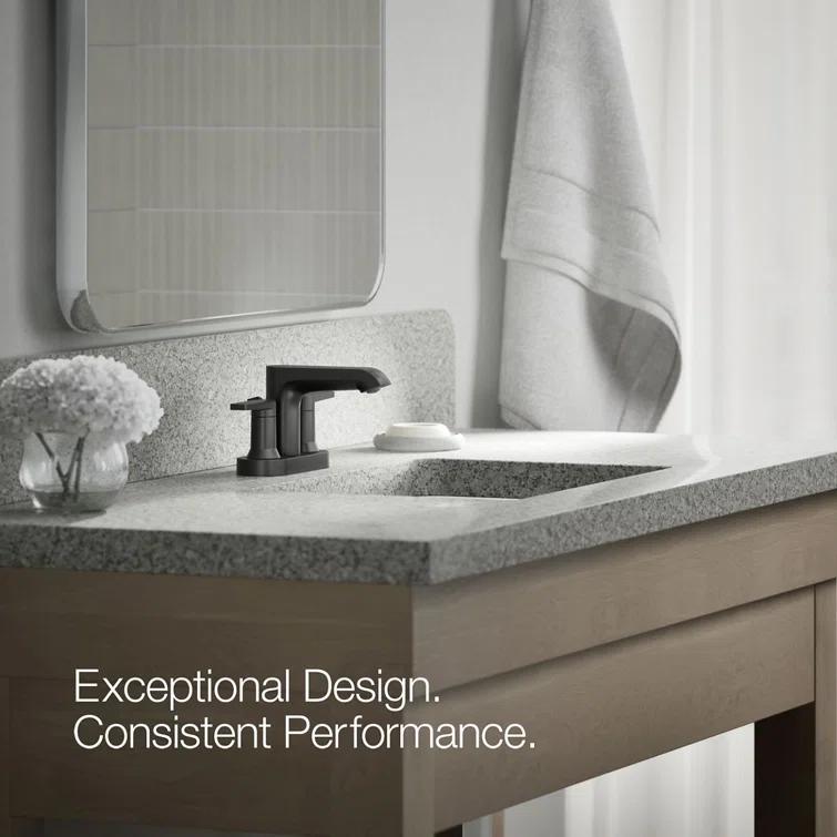 Kohler Hint Centerset 4 inch Bathroom Faucet with Pop-Up Drain Assembly, 2-Handle Bathroom Sink Faucet, 1.2 gpm