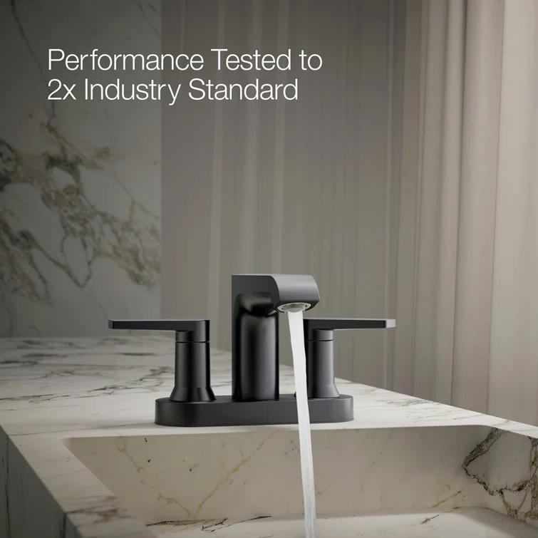 Kohler Hint Centerset 4 inch Bathroom Faucet with Pop-Up Drain Assembly, 2-Handle Bathroom Sink Faucet, 1.2 gpm