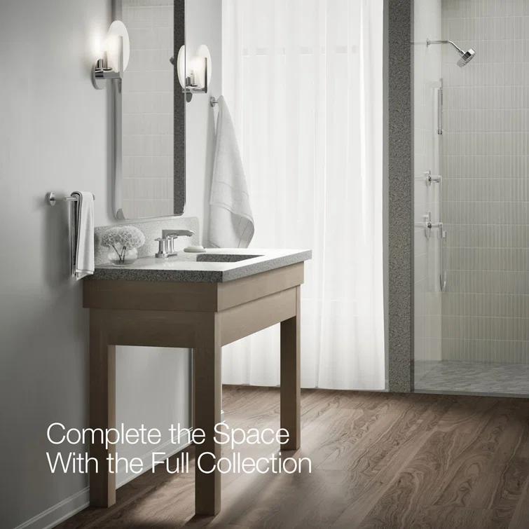 Kohler Hint Centerset 4 inch Bathroom Faucet with Pop-Up Drain Assembly, 2-Handle Bathroom Sink Faucet, 1.2 gpm