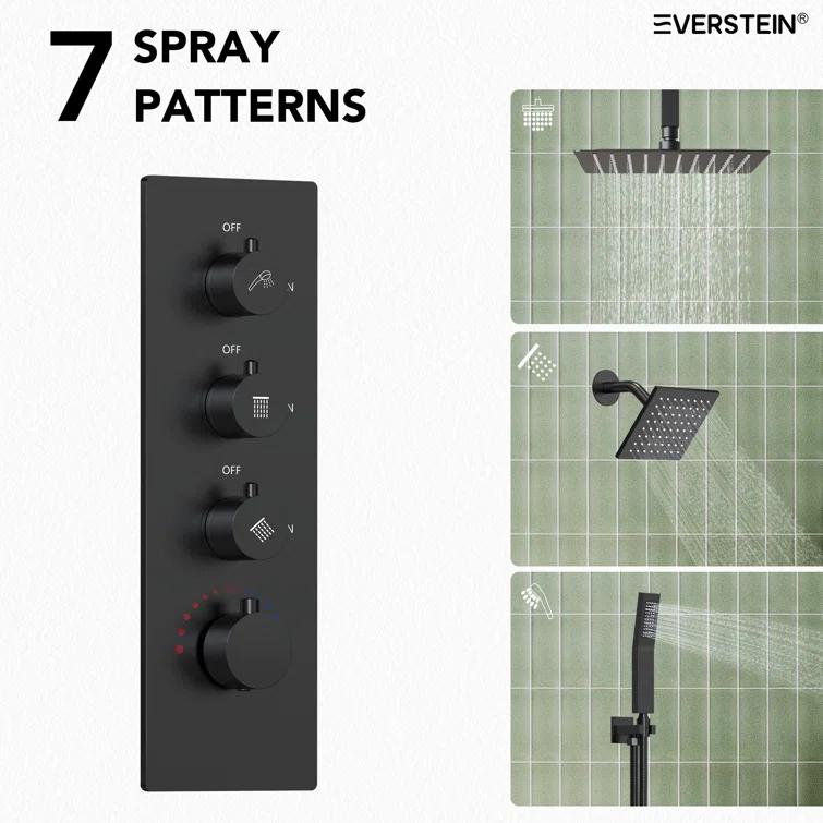Thermostatic Shower Faucet System,16" & 6" Dual Shower Head with Rough-In Valve