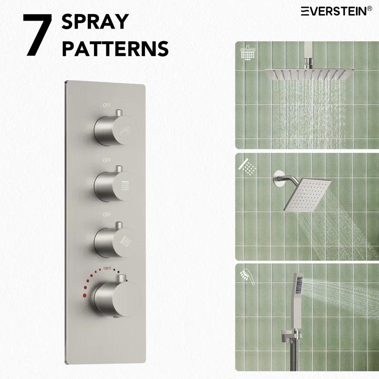 Thermostatic Shower Faucet System,16" & 6" Dual Shower Head with Rough-In Valve