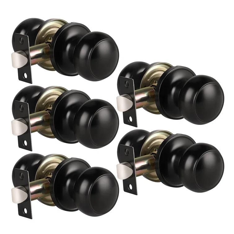 5 Pack Matte Black Passage Door Knob For Hallway Or Closet Door Knobs, Keyless Interior Door Knobs Non-Locking Indoor Door Knob, Passage Black Door Knob Door Handle Interior