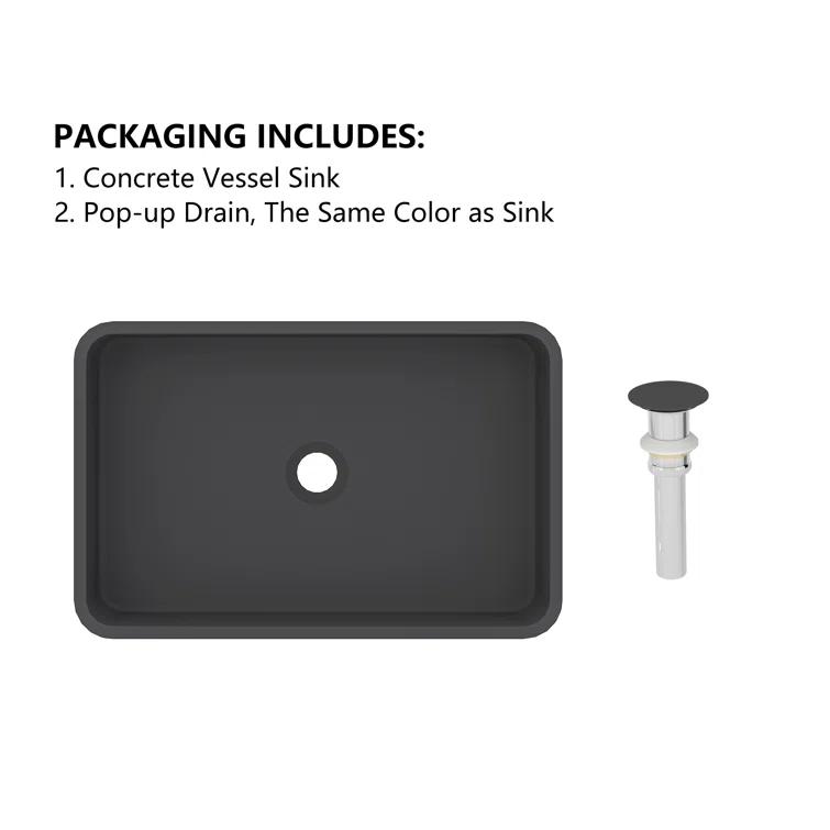 CASAINC Maple 12.79'' Concrete Rectangular Bathroom Sink
