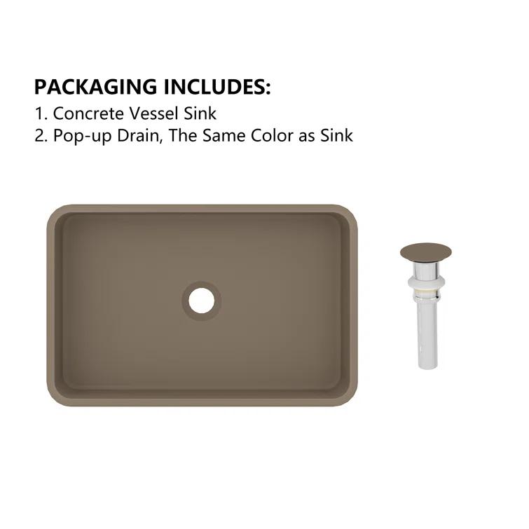 CASAINC Maple 12.79'' Concrete Rectangular Bathroom Sink
